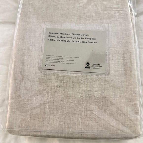 New West Elm Natural Flax Linen Shower Curtain. 72 c 74 - Picture 1 of 4